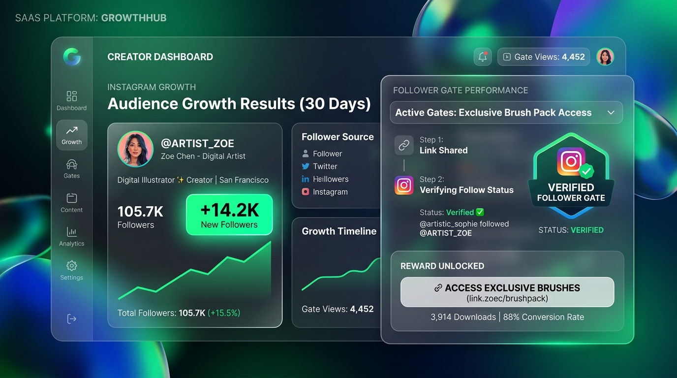 Visualizing Instagram Follower Gate Audience Growth Analytics and Result Dashboard